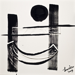 Title: 3-Abstract-D / Black & White: Gaze, 2009, Oil on Canvas, 103x103cm (50F)