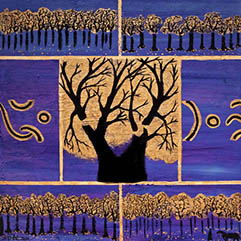 Title: Vision / Golden Woods • Bound-free Journey, Year: 2012, 
Medium: Oil and Acrylic on Canvas, Size: 100x100cm (50F)